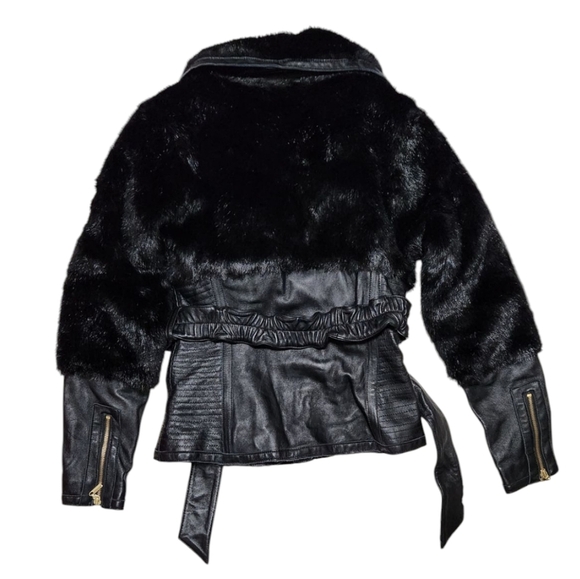 GUESS by Marciano leather vintage faux fur belted coat - Picture 8 of 10